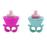 NEW TCBWFY 2 Pack Ring Wearable Anti-Spill Nail Polish Bottle Holder Soft Flexible Silicone, PINK & TEAL
