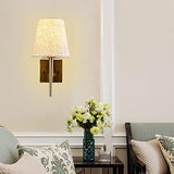 NEW Retails $120+, EFINEHOME Set of 2 Mid-Century Modern Wall Light with Beige Fabric Shade| 1-Light Antique Gold Indoor Wall Lamp Fixture| Hallway Bathroom Vanity Light Sconces Wall Lighting (Hardwire)