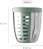 NEW Retails $46, Mepal Fruit and Veggie Pot Ellipse - Vivid Mauve! For taking your fruits & veggies on the go! Removable built-in draining basket, stainless fork, dishwasher safe!