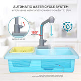 NEW CUTE STONE Color Changing Kitchen Sink Toys, Children Heat Sensitive Electric Dishwasher Playing Toy with Running Water, Automatic Water Cycle System Play House Pretend Role Play Toys for Boys Girls