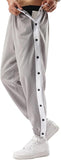 NEW Men's Tear Away Basketball Pants Post Surgery Side Split Snap Button Sweatpants Track Pants, Grey/White, Sz XL