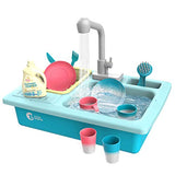 NEW CUTE STONE Color Changing Kitchen Sink Toys, Children Heat Sensitive Electric Dishwasher Playing Toy with Running Water, Automatic Water Cycle System Play House Pretend Role Play Toys for Boys Girls