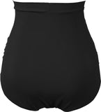 NEW COCOPEAR Women's Ruched High Waisted Bikini Bottom Retro Vintage Swim Short Tankinis (FBA) Sz M, Black