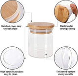 NEW Eviqe Store® - 6 Piece Small Glass Jars Air Tight Canister Kitchen Food Storage Container Set with Natural Bamboo Lids for Candy, Cookie, Rice, Sugar, Flour, Pasta, Nuts (270ML)