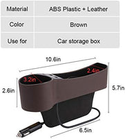 NEW MOCOHANA Car Seat Gap Organizer Multifunctional with Dual USB Charging Cup Holder Leather Storage Box for Driver Side, Brown, Right, Retails $55