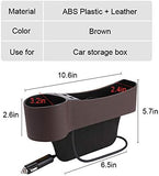 NEW MOCOHANA Car Seat Gap Organizer Multifunctional with Dual USB Charging Cup Holder Leather Storage Box for Driver Side, Brown, Right, Retails $55