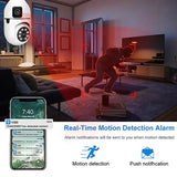 NEW V380 1080P WIFI Dual Lens Bulb Camera Wireless PTZ IP Camera Video Night Vision Two Way Audio Indoor Network Video Surveillance (Memory Card not Included)
