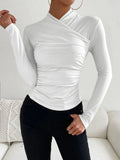 NEW Sexy Long Sleeve Plain White Top, Size L, Retails $70