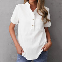 NEW Basic Plain White Button Front Short Sleeve Top - Size XXL! Nice lightweight free flowing fabric - Retails $81+