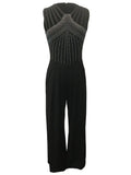 NEW Glitter Rhinestone Criss Cross Jumpsuit, Elegant Wide Leg Sleeveless Tank Jumpsuit For Spring & Summer, Women's Clothing, Black, Sz L, Retails $91