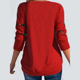 NEW Christmas Women Plaid Check Ruffle T-Shirt Ladies Tartan Lace Long Sleeve Tops Sz Small, Red