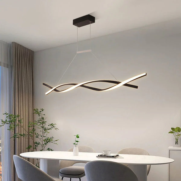 NEW Very Unique Orren Ellis High Quality 46W Wavy-Shaped Dimmable LED Aluminum & Iron Chandelier with remote- Retails for $179+!