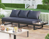 NEW PaPaJet Aluminum Soft Modern Outdoor Patio Sofa with Wood Grain Plastic Top Side Table for Backyard Poolside Porch, Grey, Retails $369+