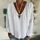 NEW Bovuf Simple White Plain V-Neck Top - Size L - Retails $79+
