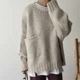 NEW Retails $116, Bovuf Oversized Ivory Pocket Front Sweater, Beige, Sz L