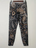 NEW Paisley Floral Print Skinny Leggings, Casual Elastic Waist Stretchy Leggings, Women's Clothing, Sz M