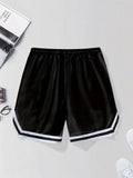 NEW Retails $46, Stylish Men's LOS ANGELES Alphabet Print Loose Fit Sports Shorts - Drawstring Waist, Side Pockets, Non-Stretch Polyester Fabric, Hand Washable, Perfect for Summer Basketball, Outdoor Sports, and Daily Casual Wear, Black, Sz L