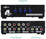New RCA Switcher AV Switch Box 4 in 1 Out, MT-ViKI 431AV 4 Way AV Switcher Composite Video L/R Audio Selector Box for DVD STB Game Consoles 4 Port