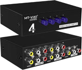 New RCA Switcher AV Switch Box 4 in 1 Out, MT-ViKI 431AV 4 Way AV Switcher Composite Video L/R Audio Selector Box for DVD STB Game Consoles 4 Port