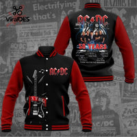 NEW 50 Years Of AC DC Memories Signatures Black Baseball Jacket, Sport Jacket, Tag says 2X, Fits like an XL, Retails $80