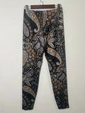 NEW Paisley Floral Print Skinny Leggings, Casual Elastic Waist Stretchy Leggings, Women's Clothing, Sz M