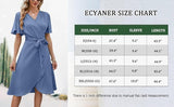 NEW Women's Summer Satin Wrap Dresses V Neck Ruffle Short Sleeve Midi Dresses for Cocktail Party with Belt, Beige, Sz M