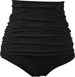 NEW COCOPEAR Women's Ruched High Waisted Bikini Bottom Retro Vintage Swim Short Tankinis (FBA) Sz M, Black
