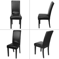 NEW Fuloon 4 Pack Super Fit Stretch Removable Washable Dining Chair Protector Slipcovers! Covers seat & back (4, Black PU), Retails $54+