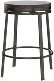 NEW Retails $130, Oulluo Solid Wood Rustic Grey 2-Pieces Counter Height Bar Stools, Swivel Set of 2, 24” Backless Metal Stools with Round Wood Seat, Industrial Kitchen Island Stools, 520P-SGWD