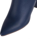 NEW Caradise Womens High Chunky Heel Knee High Slouch Pointed Toe Boots, Blue, Sz 8.5, Retails $65