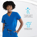NEW Tasha + Me Women's Medical Scrub Chest Pocket Shirts - Modern Slim-Fit & V-Neck Style Top, Royal Blue, Sz 2XL