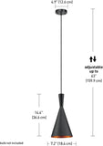 NEW IN BOX Globe Electric 63873 1-Light Hourglass Pendant, Matte Black, Gold Interior, Black Cord, Kitchen Island, Pendant Light Fixture, Adjustable Height, Home Décor Lighting, Home Decor, Bulb Not Included