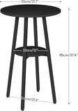 NEW Retails $83, HOOBRO Bar Table, Round Pub Table, 2-Tier Bistro Table with Storage, 37.4" High for Small Spaces, with Top Particleboard for Kitchen, Easy to Assemble, Black