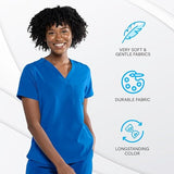 NEW Tasha + Me Women's Medical Scrub Chest Pocket Shirts - Modern Slim-Fit & V-Neck Style Top, Royal Blue, Sz 2XL
