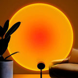 NEW Balkwan Sunset Lamp Projection Rotation Rainbow Lamp Led Romantic Visual Led Light Network Red Light with USB Modern Floor Stand Night Light Living Room Bedroom Decor (Sunset Red)