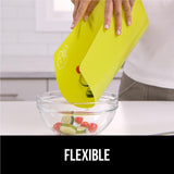 NEW GORILLA GRIP Original Set of 5 Flexible Plastic Cutting Boards, 4 Large Plus Small Board, Gripped Backing, Dishwasher Safe, Non Porous, Durable Chopping Mats, Food Icons, Multi Color