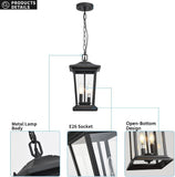 NEW Retails $297+, Smeike Large Outdoor Pendant Light, 2-Light Exterior Light Fixture for Porch Modern Outdoor Hanging Lantern Light in Matte Black Finish with Clear Glass