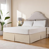 NEW MIYE Pleated Waffle Weave Bed Skirt, Tailored Dust Ruffle 14 Inch Drop Easy Fit, Machine Washable, No Split Corners (Beige, Cal King - 14" Drop)