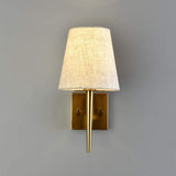 NEW Retails $120+, EFINEHOME Set of 2 Mid-Century Modern Wall Light with Beige Fabric Shade| 1-Light Antique Gold Indoor Wall Lamp Fixture| Hallway Bathroom Vanity Light Sconces Wall Lighting (Hardwire)