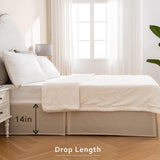 NEW MIYE Pleated Waffle Weave Bed Skirt, Tailored Dust Ruffle 14 Inch Drop Easy Fit, Machine Washable, No Split Corners (Beige, Cal King - 14" Drop)