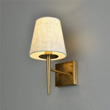 NEW Retails $120+, EFINEHOME Set of 2 Mid-Century Modern Wall Light with Beige Fabric Shade| 1-Light Antique Gold Indoor Wall Lamp Fixture| Hallway Bathroom Vanity Light Sconces Wall Lighting (Hardwire)