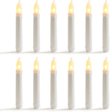 NEW WYZworks 6.25" Set of 12 Warm White Flameless LED Taper Candles Mini Battery Operated Wax Dipped White Body - Batteries Not Included Retails $58+