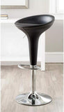 NEW Set of 2 Alpha Leather Contemporary Bombo Style Adjustable Barstools - Black Licorice Baseball Stitch, Retails $302