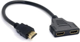 NEW Cablecc HDMI Male to 2 HDMI Female 1 In 2 Out Splitter Cable Adapter Converter