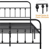 NEW No Box, Beautiful Full Size Bed Frame, Classic Metal Platform Bed Frame with Victorian Style Headboard/Footboard/Strong Slat Support/Under Bed Storage/No Box Spring Needed, Black