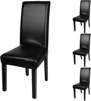 NEW Fuloon 4 Pack Super Fit Stretch Removable Washable Dining Chair Protector Slipcovers! Covers seat & back (4, Black PU), Retails $54+