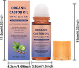 NEW Sealed Organic Castor Oil Roll-On with Rose Quartz Roller Ball – 100% Castor Oil Organic Cold Pressed, Mess-Free Castor Oil Roller for Hair, Eyebrows, Skin, and Body Moisturizing (Pure-2 Pack)