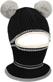 NEW Uniyoung Baby Unisex Winter Warm Hat Knit Double Pom Pom Beanie with Fleece Lining (Black) Ages 1-5