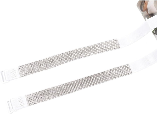 NEW Rhinestone Bra Shoulder Straps Multi-Color Rhinestone Shoulder Strap Bra Shoulder Strap Detachable Women's Bra Decorative Strap, 1 pair, White
