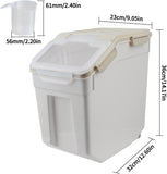 NEW Retails $80, 25 lb Flour Storage Container, 2 Pack 15kg Large Rice Containers with Wheels & Seal Lid, BPA Free Dog Cat Pet Food Bin with Measuring Cup & Scoop for Flour, Rice, Grain Sugar, Cereal - Gray